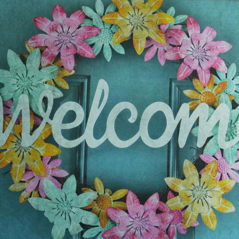 Çiçekli Welcome Baskılı Kaliteli Kauçuk Kapı Önü Paspası