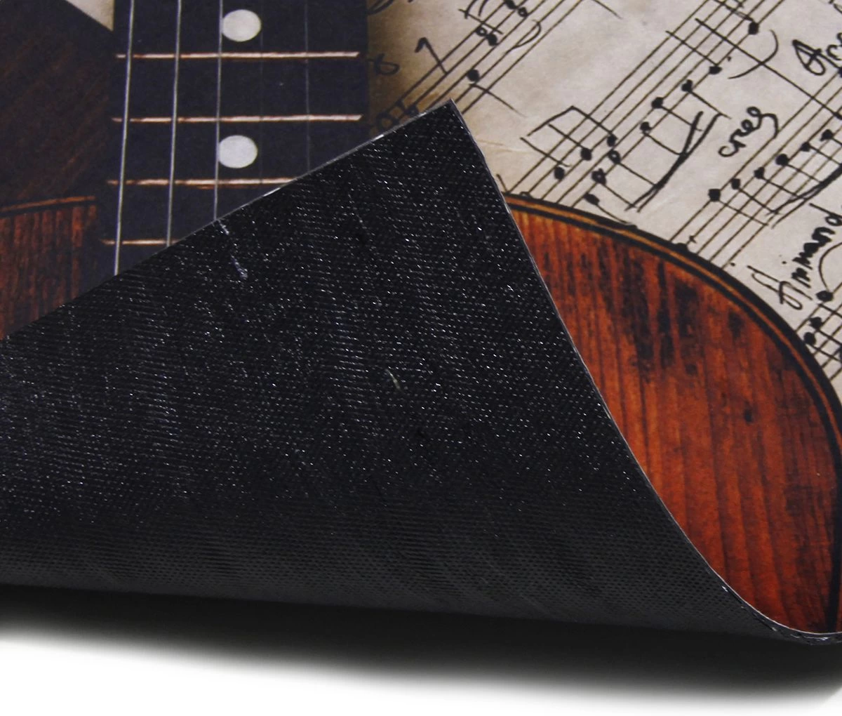 Gitar ve Notalar Desenli Kauçuk Kapı Önü Paspası