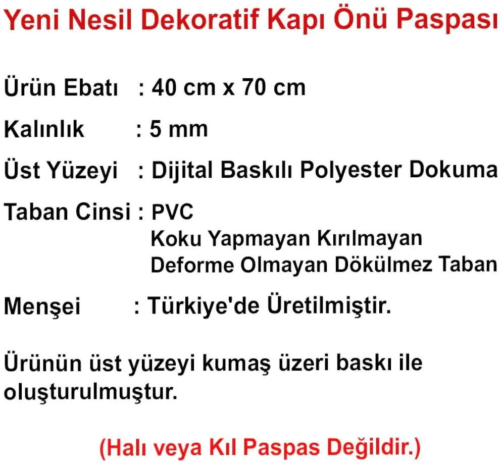 Gitar ve Notalar Desenli Kauçuk Kapı Önü Paspası