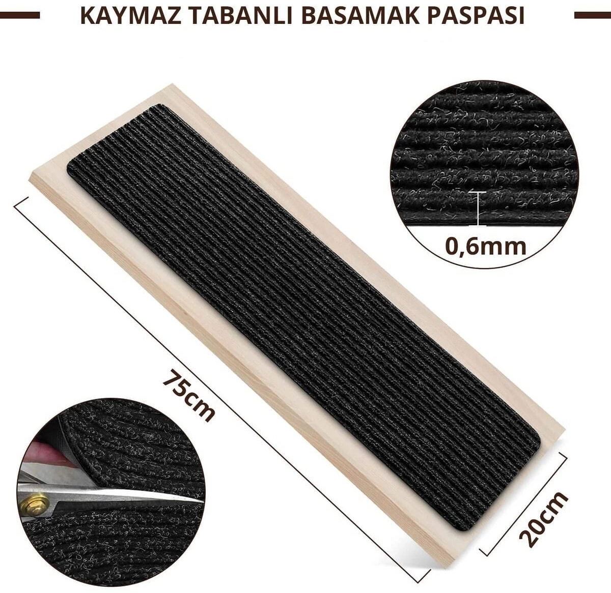 Kaymaz Tabanlı Ve Yıkanabilir Merdiven Basamak Halısı