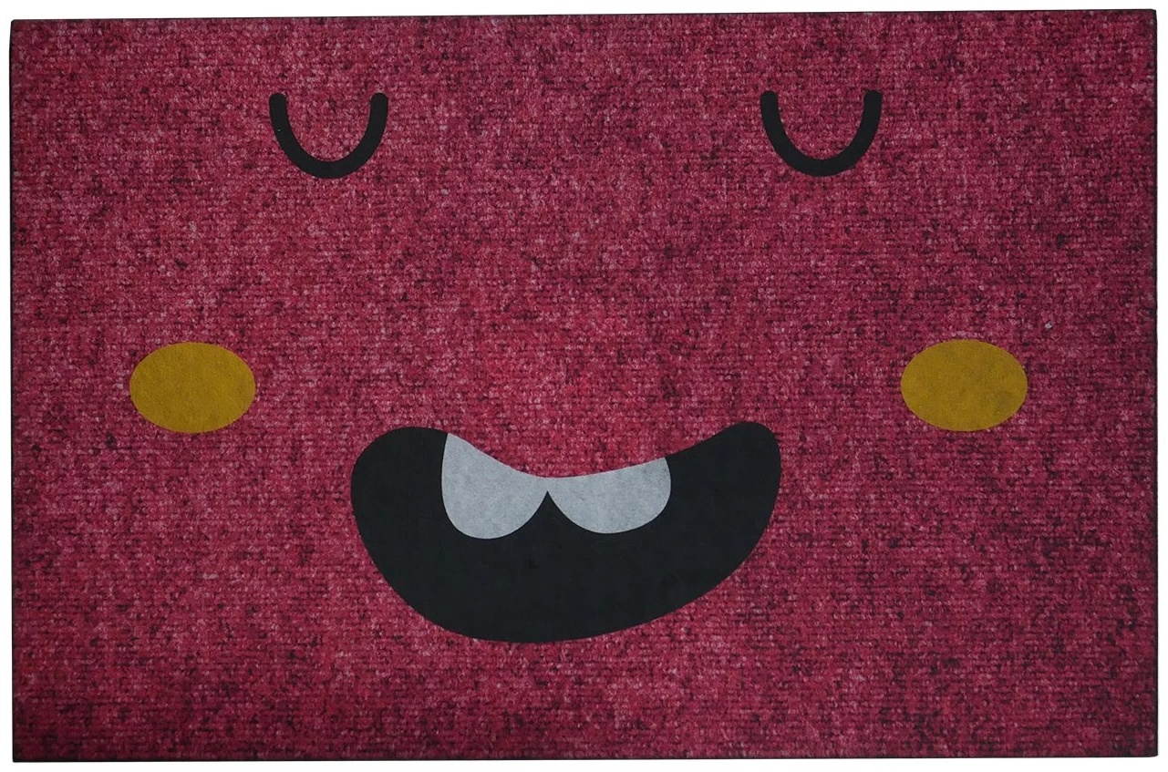 Kırmızı Emoji Çift Taraflı Kauçuk Kapı Önü Paspası