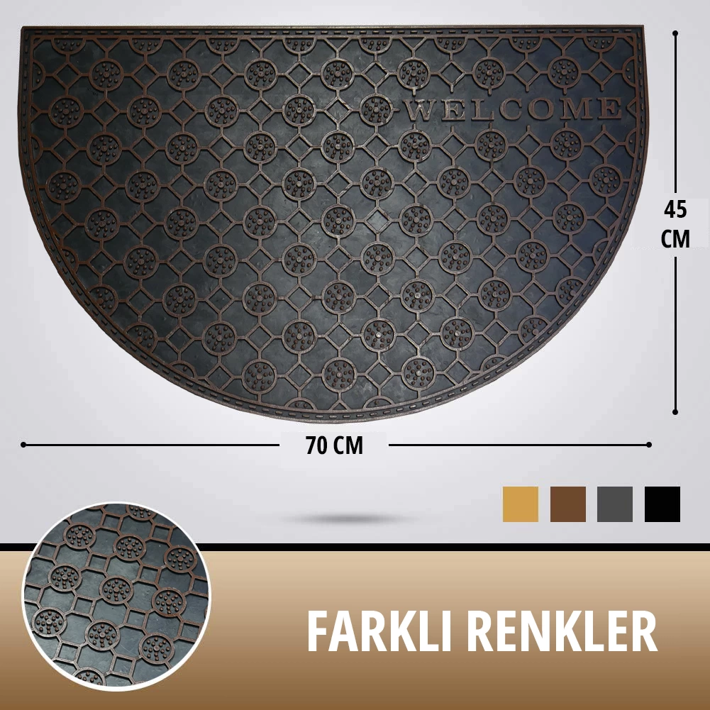 Kırmızı Welcome Yazılı Toz ve Çamur Sıyırıcı Kauçuk Kapı Önü Pasp