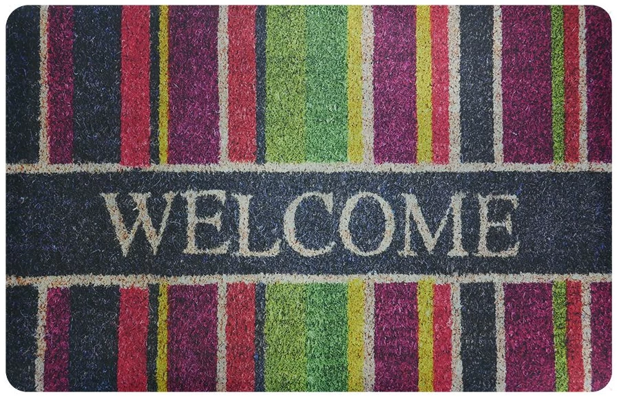 Renkli Welcome Baskılı Kaliteli Kauçuk Kapı Önü Paspası
