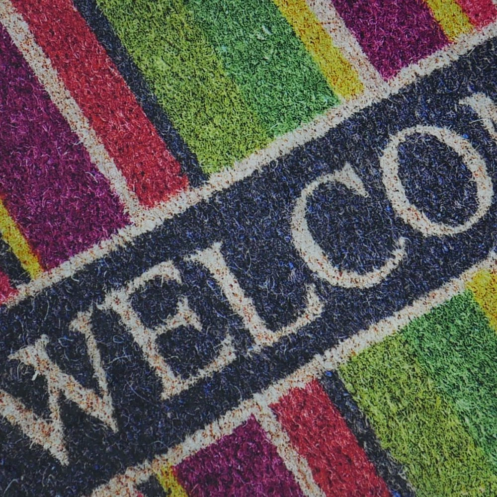 Renkli Welcome Baskılı Kaliteli Kauçuk Kapı Önü Paspası