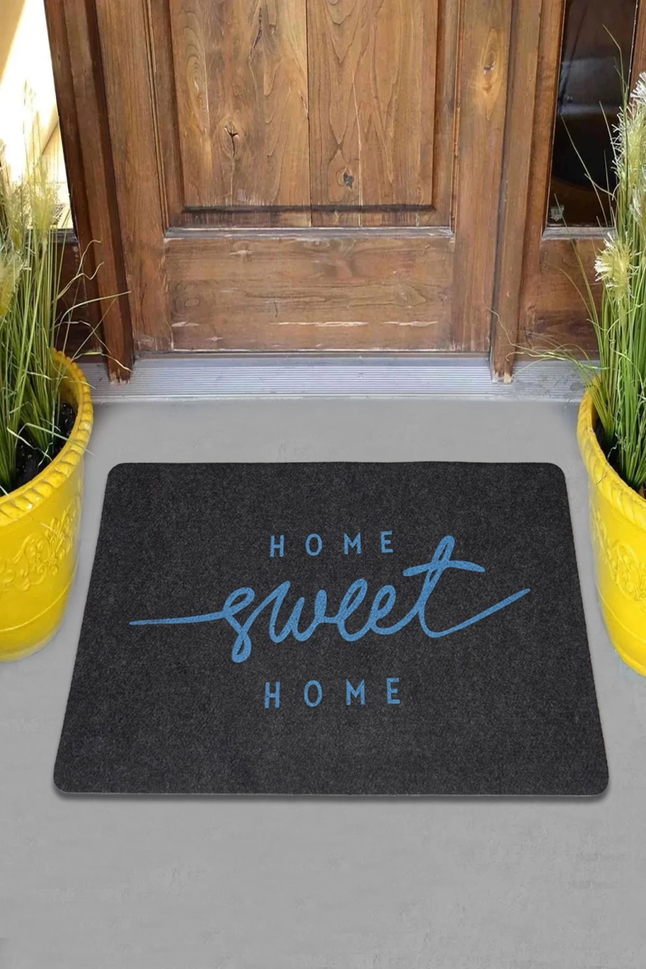 Şık Home Sweet Home Kauçuk Tabanlı Kapı Önü Paspası